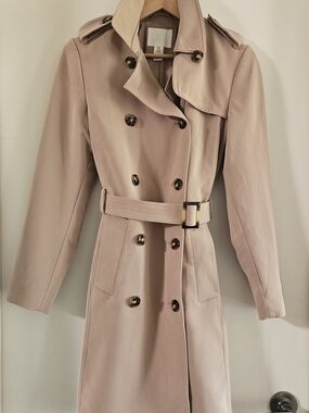 H&M Beige Double-Breasted Trench Coat with Belt